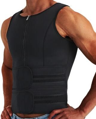 Multisell Products Hub Men Sauna Sweat Vest Compression Waist Trainer For Gym Workouts Core Support And Training Performance black xl