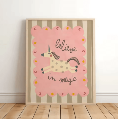 Inspire Picks Magical Unicorn Nursery Wall Art Inspirational Quote Canvas Prints For Kids Room 5 50x70cm No Frame