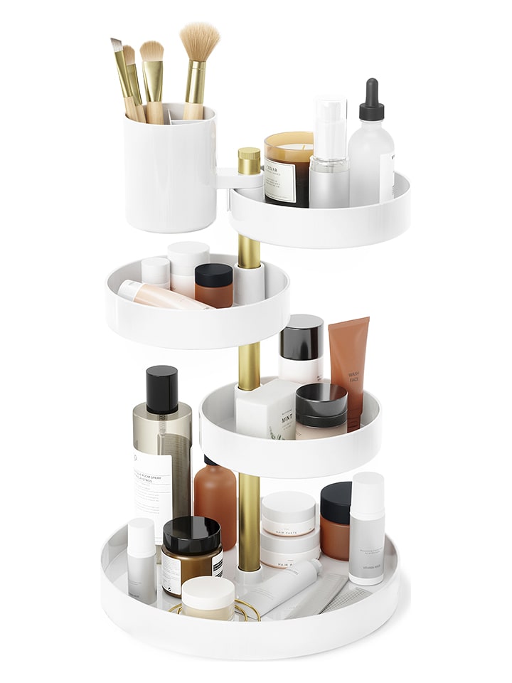 umbra Kosmetik-Organizer ''Pirouette'' in Weiß/ Messing - (H)35 x Ø 23 cm - onesize
