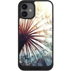 Nivocase Handyhülle für Apple iPhone 12 mini Hülle NIVOpure Case Schwarz Blumen Fotografie Pusteblume (Apple iPhone 12 mini), Smartphone Hülle, Schwarz