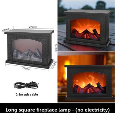 Discount Dollar Deals LED Fireplace Lamp, Realistic Flame, Battery USB Powered, Vintage Style, Indoor Room, Terrace, Christmas Halloween large