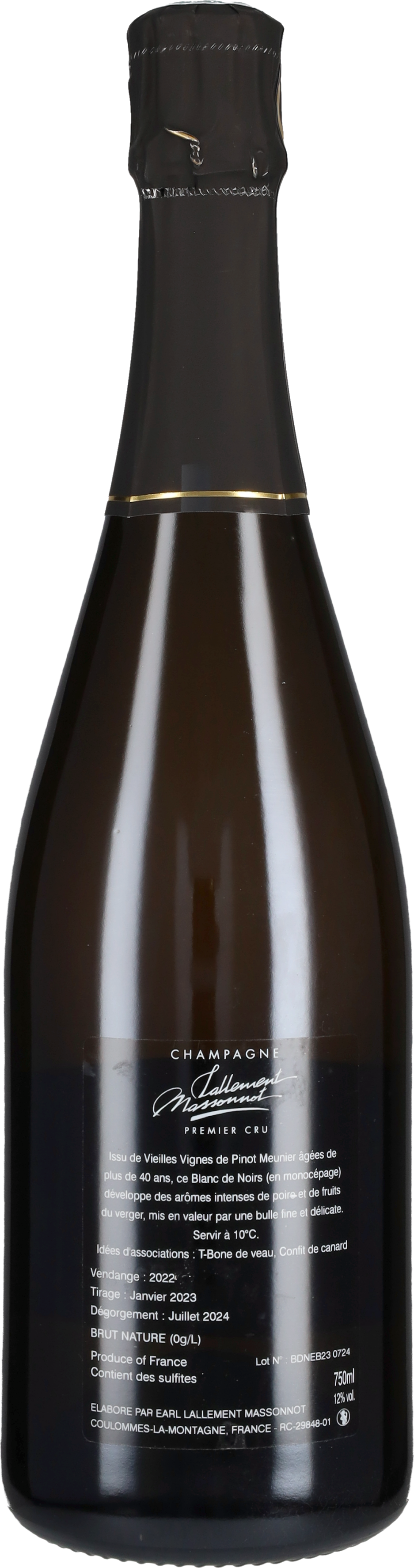 Champagne Brut Nature BdN Premier Cru Lallement Massonnot