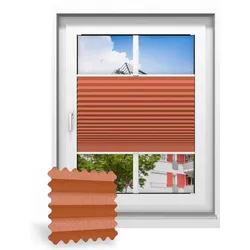 Plissee ohne Bohren nach Maß, Korallenorange 156080, 30 x 80 cm, Plissee individuell maßangefertigt