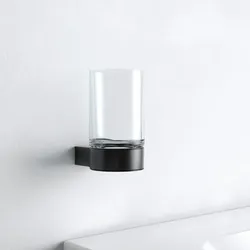 Keuco Plan Black Selection Glashalter 14950379000  schwarz, mit Echtkristall-Glas