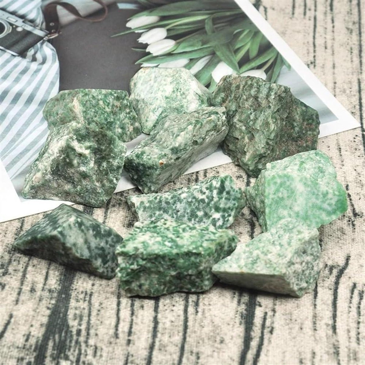 Groene Vlek Jasper Trommelstenen - Natuurlijke Kristallen voor Positieve Energie - 100g - Groen