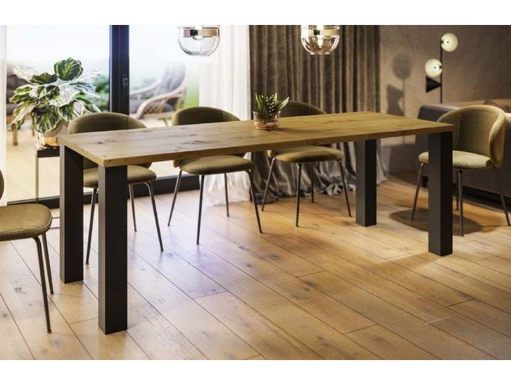 Endo-Moebel Esstisch Esstisch Juka 130-210cm ausziehbar erweiterbar Kulissentisch (1 Tisch), Vierfuß, schwarz-matte Tischbeine, für bis zu 8 Personen