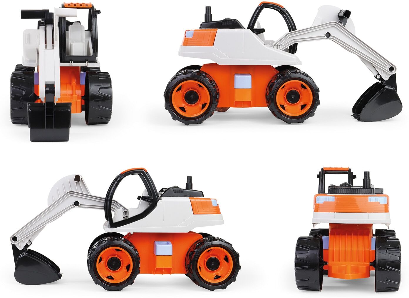 Spielzeug-Bagger LENA "Giga Trucks Bagger Pro, Orange/Beige", orange (weiß), Spielzeugfahrzeuge, KinderT:63cm, Kunststoff, Spielzeug-Bagger, Made in Europe, T:63cm
