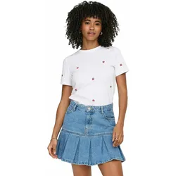 Only T-Shirt Ketty in Weiß mit Erdbeer-Print-S