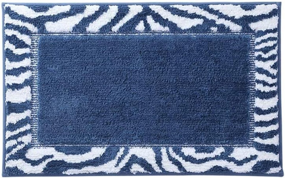 Blauwe antislip vloermat voor de badkamer met hoge waterabsorptie, 80 x 150 cm