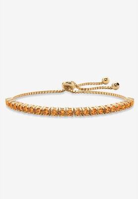 "Gold-Plated Bolo Bracelet, Simulated Birthstone 9.25"" Adjustable by PalmBeach Jewelry in November"