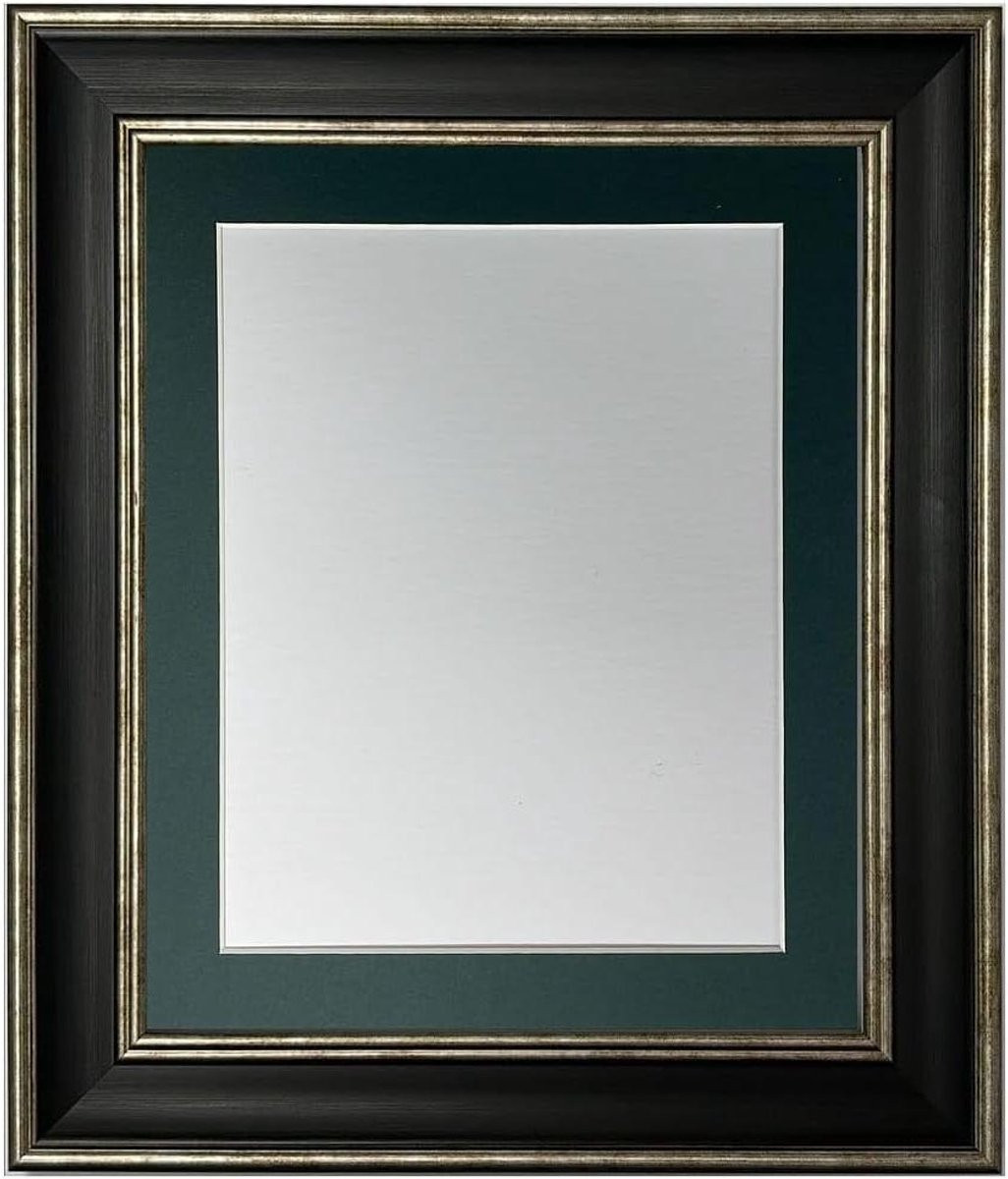 Fotolijst A4 met donkergroene houder in zwart en zilver