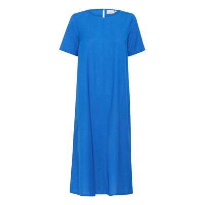 Midikleid KAFFE "Damen Kleid KAbellis", Damen, Gr. 34, N-Gr, blau (turkish sea), Obermaterial: 85% Baumwolle CO. 15% Leinen LI., Kleider Midikleid