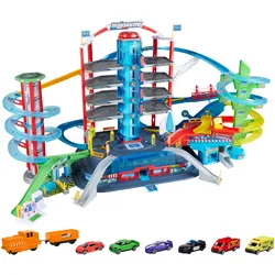 Majorette Super City Garage 128 x 78 x 73 cm mit 6 Fahrzeugen und einem Zug