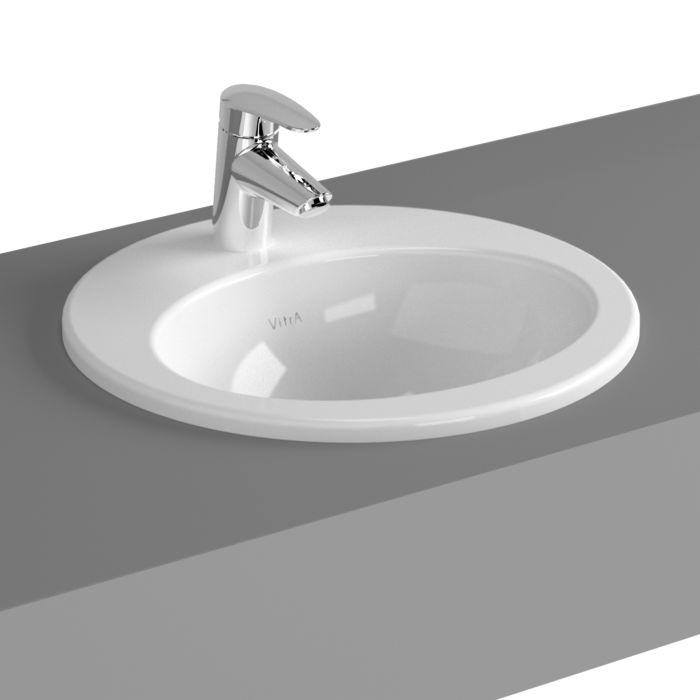 Vitra S20 Einbau-Waschtisch 5466B003-0001 42,5 cm, weiß, Überlauf/Hahnloch mittig