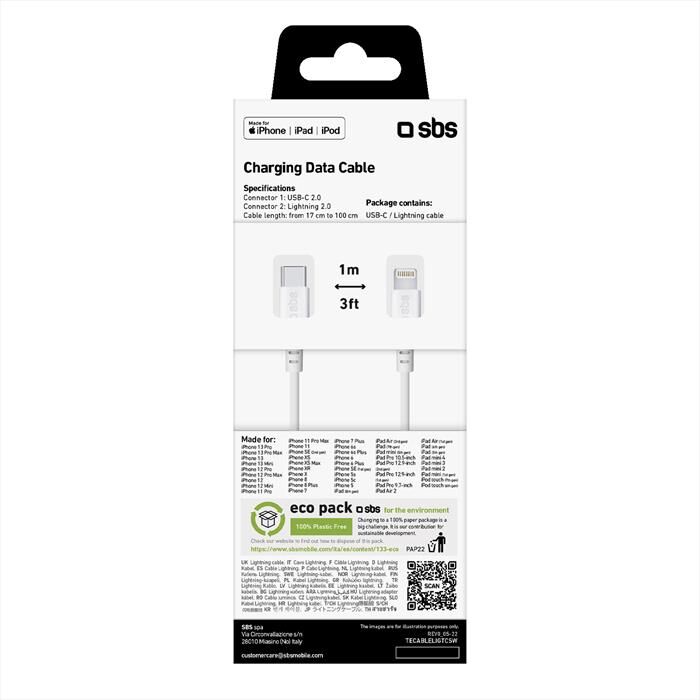 SBS Cavo Ligthning Tecableligtcsw-bianco