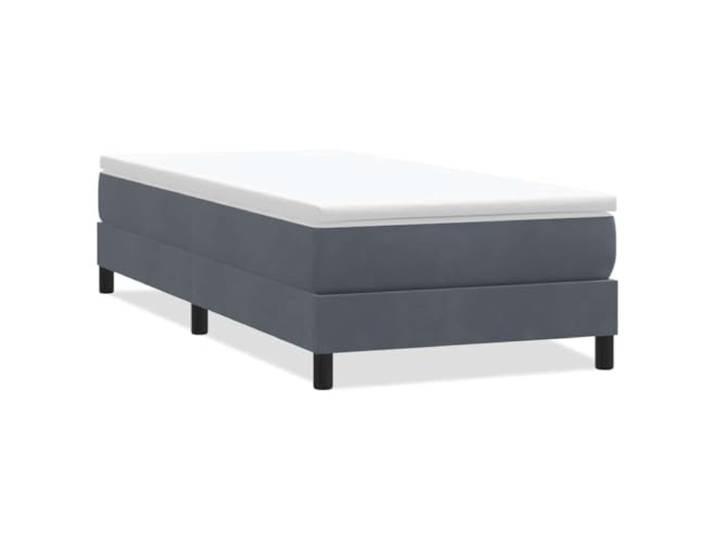 PUGYNBK Boxspringbett aus Samt, Dunkelgrau, 90 x 220 cm Basis mit Lattenrost, stabile Beine, ohne Matratze, weich und bequem