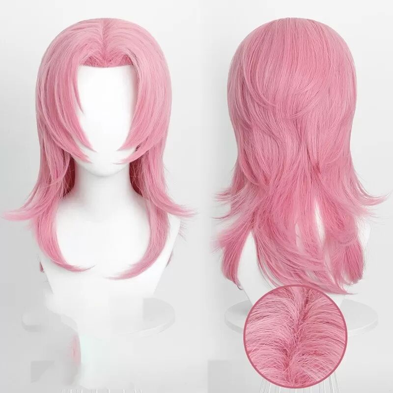 INF Perruque Cosplay Rose : Fibre Haute Température, Ajustable pour Anime, Jeux de Rôle & Fêtes