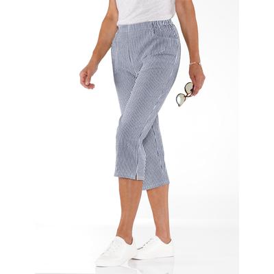 Caprihose CLASSIC BASICS, Damen, Gr. 38, Normalgrößen, blau (dunkelblau, gestreift), 100% Baumwolle, gemustert, gestreift, 3/4-Länge, Hosen Caprihose