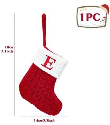 Uplift Treasures Personalized Christmas Knit Stocking With Snowflake Design e