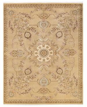 Overton Hand Knotted Wool Vintage Inspired Traditional Mogul Ivory Area Rug - 8 x 10