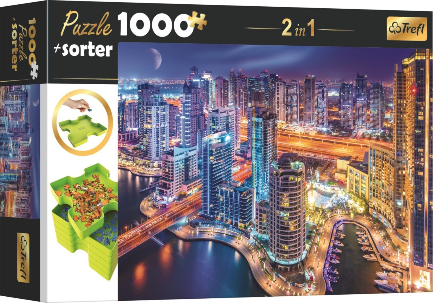 TREFL Puzzel met sorteerbak 2-in-1 Night Dubai 1000 stukjes