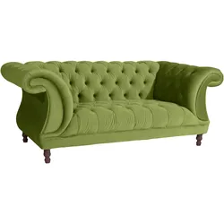 CHESTERFIELD Sofa 2-Sitzer Kaylin Samtvelours oliv