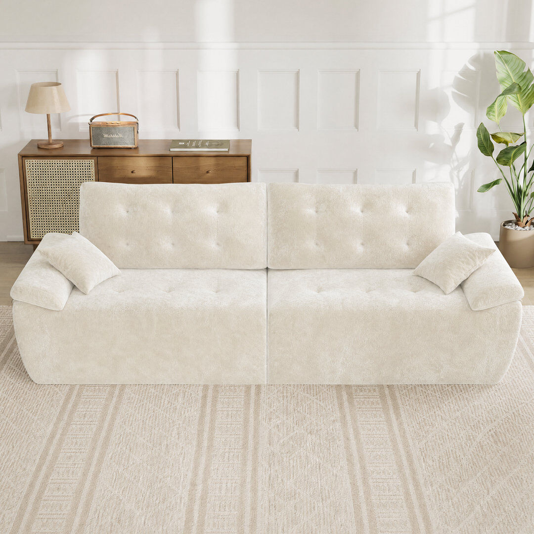 Brayden Studio Modern Oversized 275cm 2-Sets Boneless Chenille Sofa With High-resilience Foam Beige 90cm H X 275cm W X 102cm D
