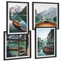 BILDER SET 4er Set - 50x50 cm & 40x60 cm Schwarzer Rahmen - Haus am Bergsee Łódź