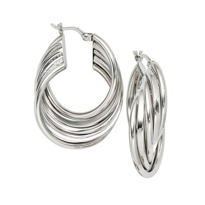 Paar Creolen JOBO "Ohrringe rhodiniert", silber (silber 925), Ohrringe, Damen, Silber 925 (Sterlingsilber), 925 Silber