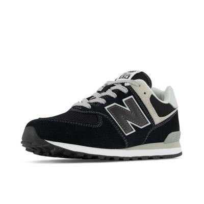 Sneaker NEW BALANCE "574", Mädchen, Gr. 37, schwarz (schwarz, grau), Leder, Textil, Schuhe Sneaker, mit niedrigem Schaft, aus Leder und Textil