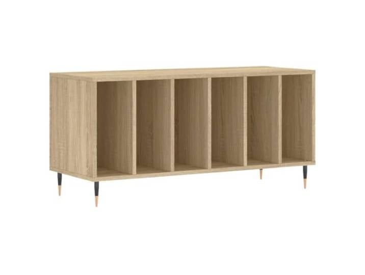 Plattenschrank Sonoma-Eiche 100x38x48 cm Holzwerkstoff Schallplattenschrank mit Stauraum, Eisenbeine, robuste Oberplatte, LP-Aufbewahrung, Vinylschrank
