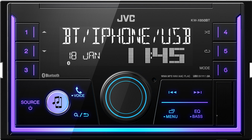 JVC KW-X850BT 2DIN autoradio met CD-speler, Bluetooth, USB en FM/AM tuner met RDS