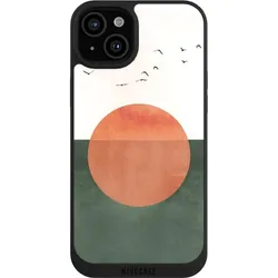 Nivocase Handyhülle für Apple iPhone 15 Plus Hülle NIVOpure Case Schwarz Sonnenschein Sonnenuntergang Vogel (Apple iPhone 15 Plus), Smartphone Hülle, Schwarz