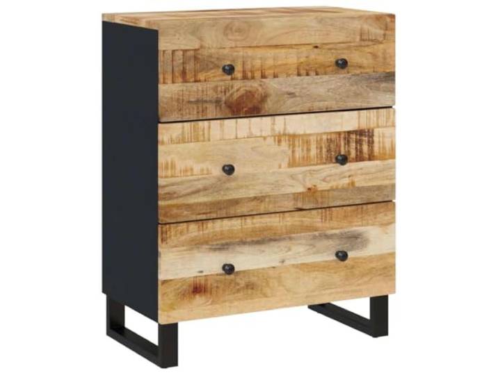 Sideboard aus Massivholz mit Griff, 60 x 33 x 75 cm, mit viel Stauraum Robuste Oberfläche für Dekoration, industrieller Vintage-Stil, Mehrzweckschrank, Wandbefestigung inklusive,