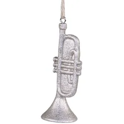 Chic Antique Trompeten Anhänger mit Glitzer, Ø 3 cm, H 8 cm, champagner