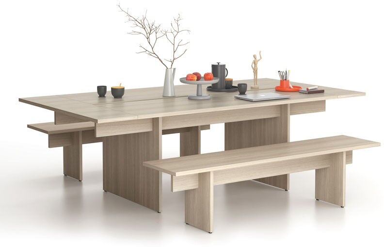 B2B Partner Konferenztisch SOLID + 2x Verlängerung, 240x125 cm, Eiche natur