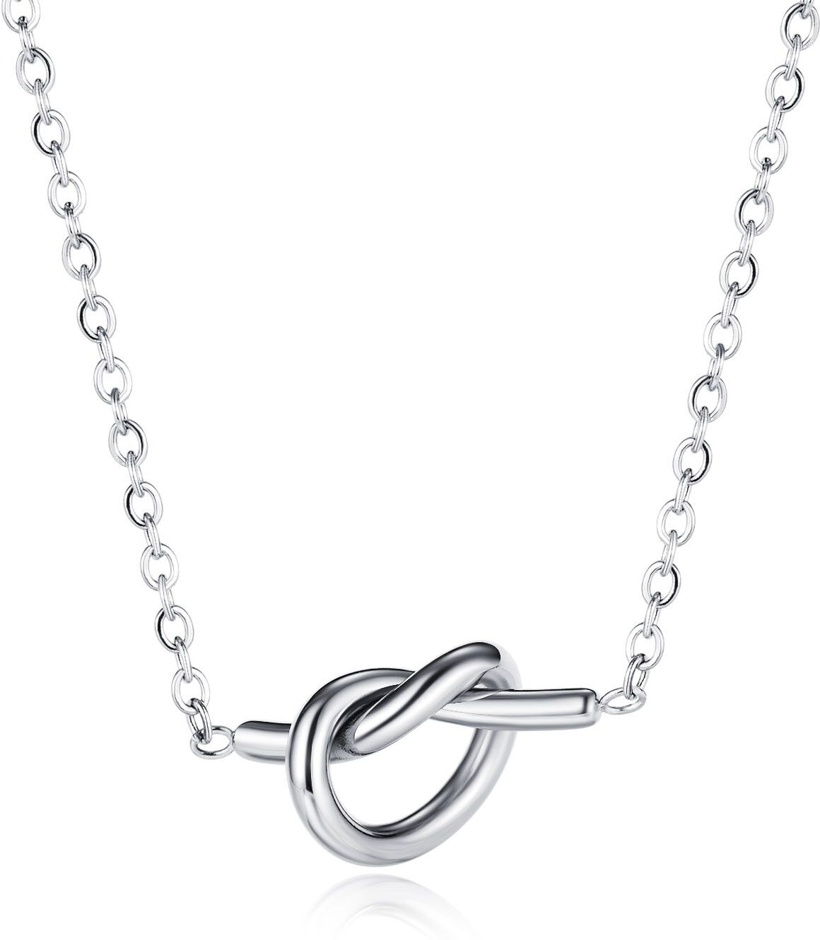 Kette mit Anhänger FIRETTI "Schmuck Geschenk Knoten", silber (edelstahlfarben), Halsketten, Damen, Edelstahl, L: 48 B: 1,6mm, Kette mit Anhänger, B:1,6mm edelstahlfarben Edelstahl, L: 48 B: 1,6mm