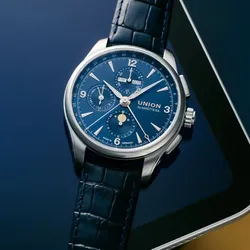 Union Glashütte Belisar Chronograph Blau Mondphase Herrenuhr D014.425.16.047.01
