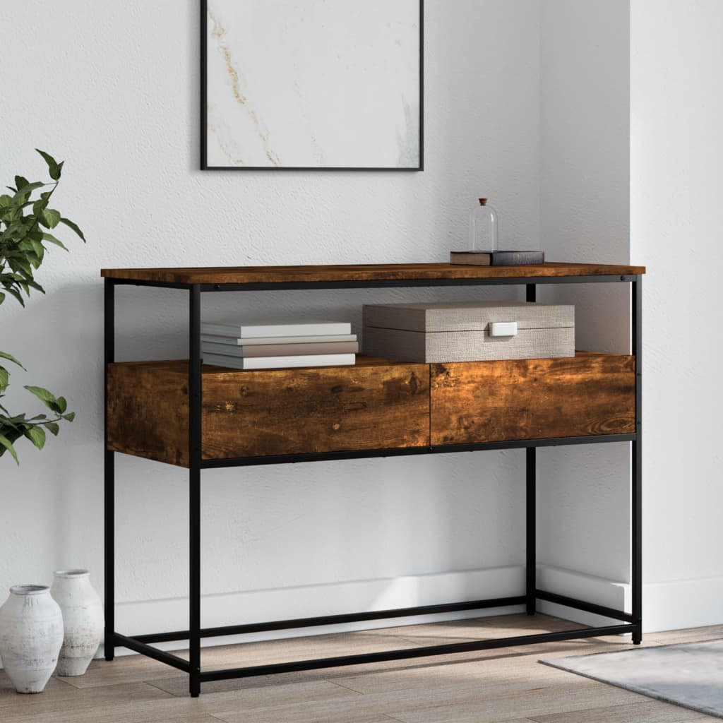 vidaXL Console Table Smoked Oak 75cm H x 100cm W x 40cm D