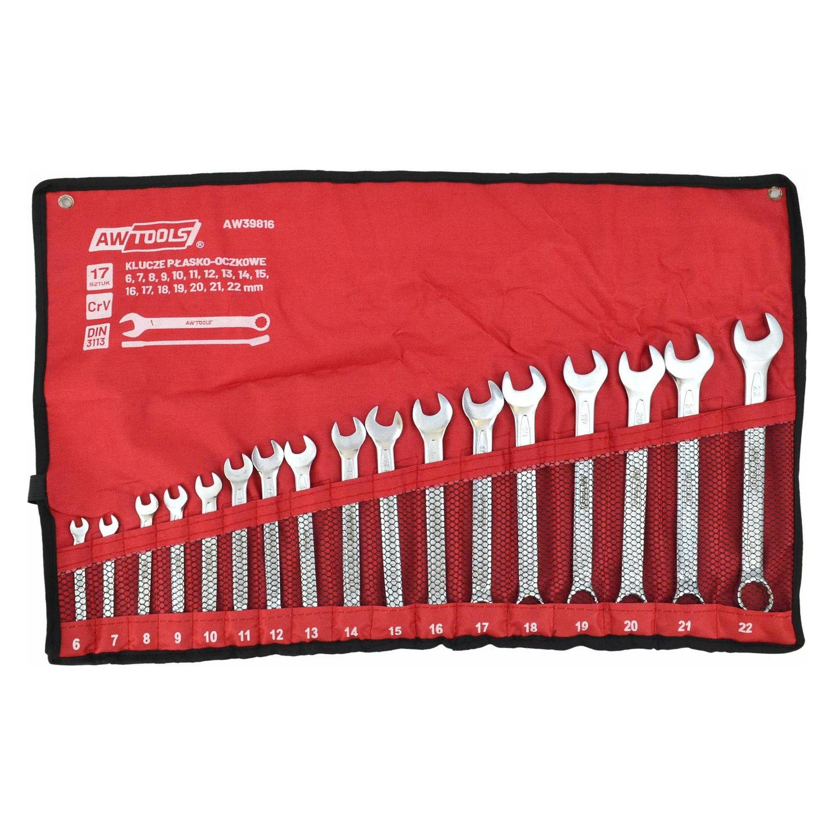 Awtools AW KLUCZ PŁASKO-OCZKOWY KPL.17szt./6mm-22mm (22 mm, 6 mm) (AW39816)