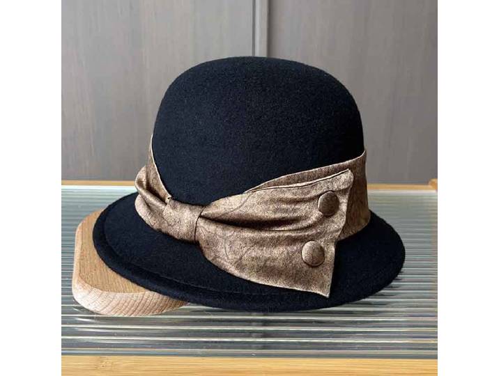 Nouveautéfrenchautomne et hiver chapeau mouton laineheattech pêcheur chapeau Eleganccontrast Colorbows feutre chapeau femmes haut-de-forme