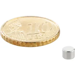 100 Scheibenmagnet, 4 mm, 3,0 mm, N35, 100 Stück, Neodym, silber