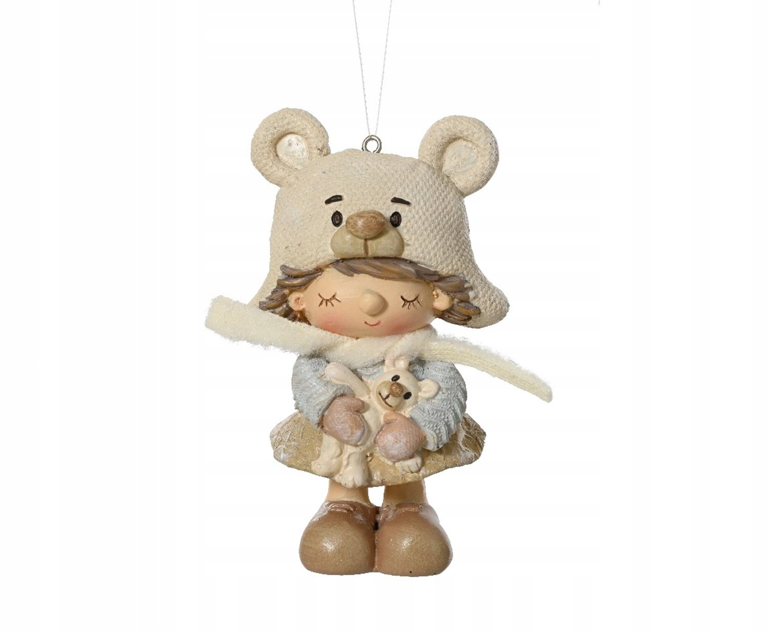 Decoratieve Figuur Meisje met Muts en Beer, 10,5 cm