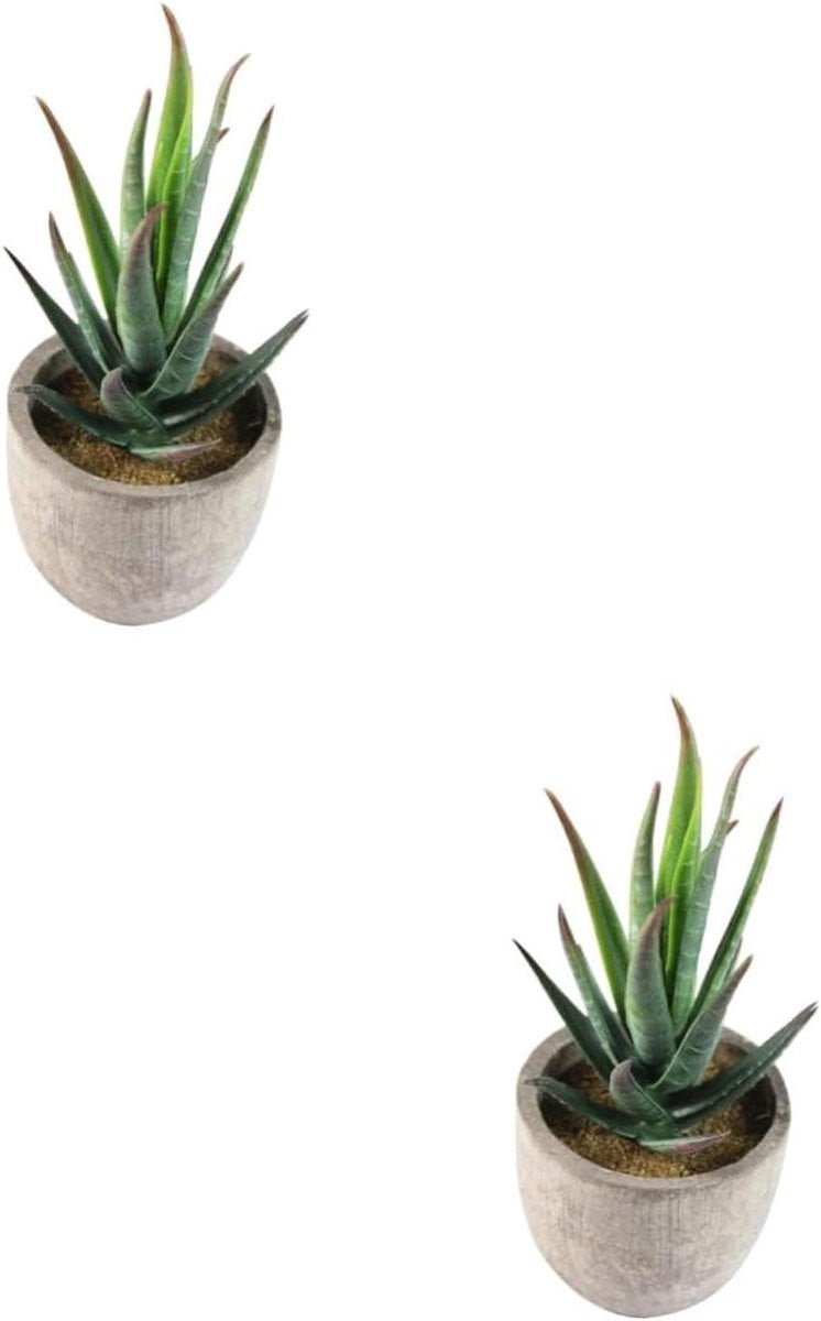 Set van 2 realistische groene kunstvetplanten in pot