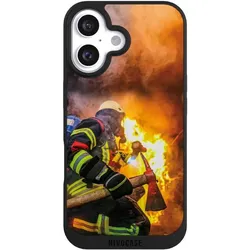 Nivocase Handyhülle für Apple iPhone 16 Hülle NIVOpure Case Schwarz Feuer Feuerwehr Lebensretter (Apple iPhone 16), Smartphone Hülle, Schwarz