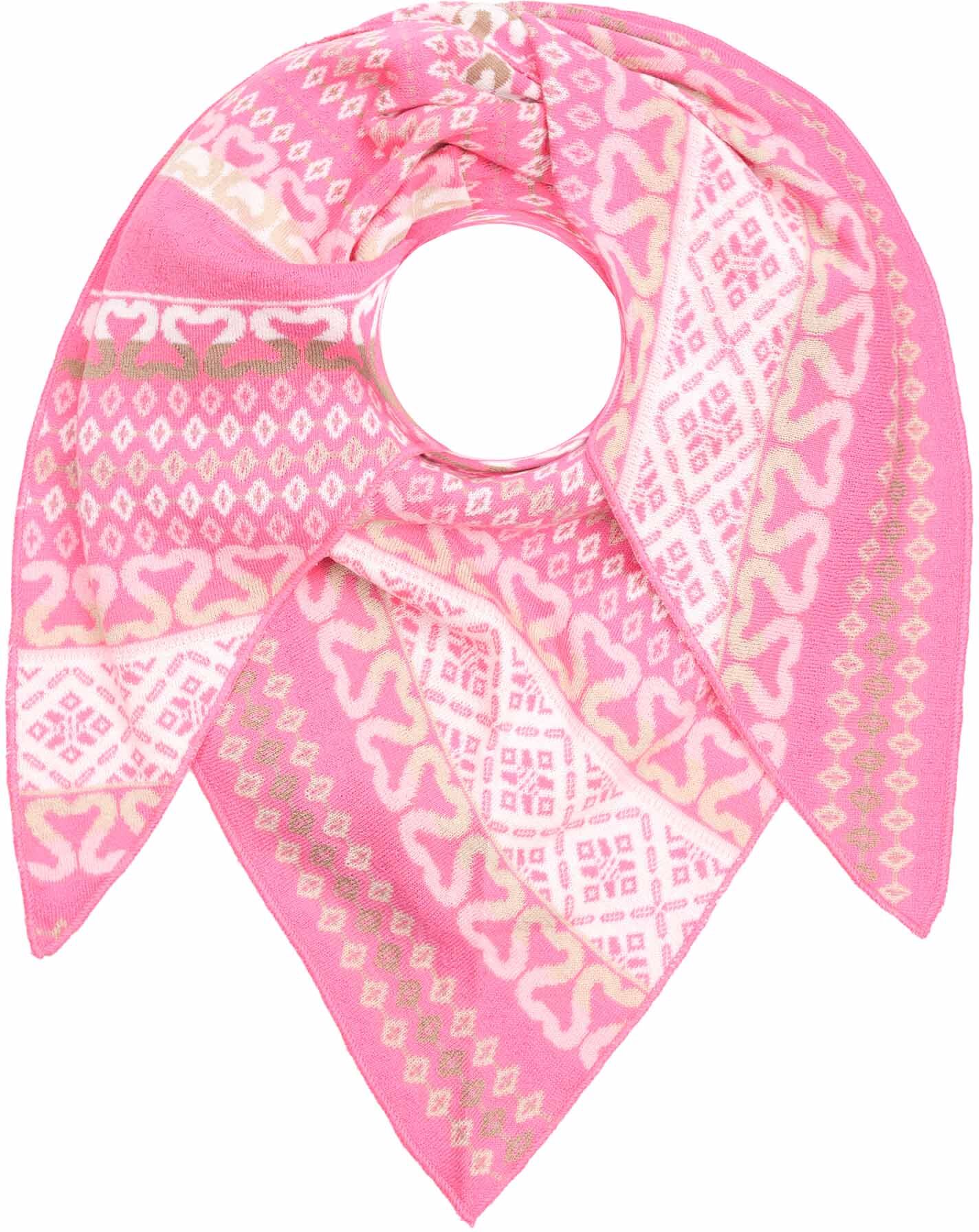 Dreieckstuch ZWILLINGSHERZ "Maralda", Damen, pink, Strick, Materialmix, Modetücher Dreieckstuch, farbenfrohes Muster, wärmend, Strick pink Einheitsgröße