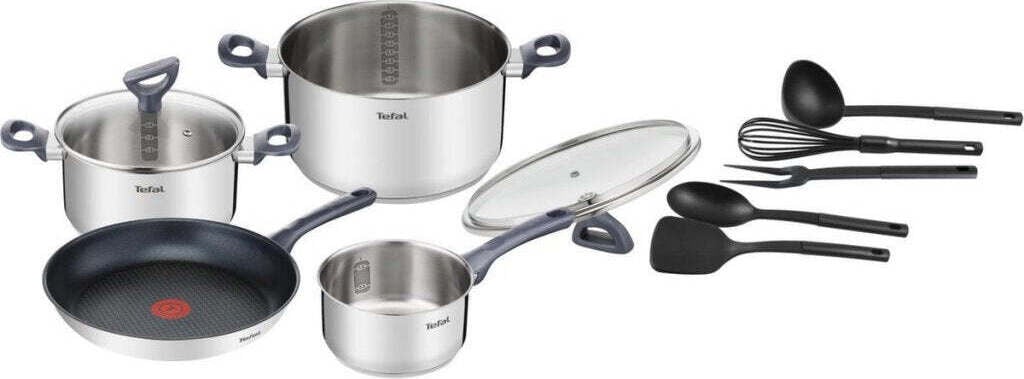 Tefal Daily Cook G713SB Mixset kookset van roestvrij staal en titanium, grijs