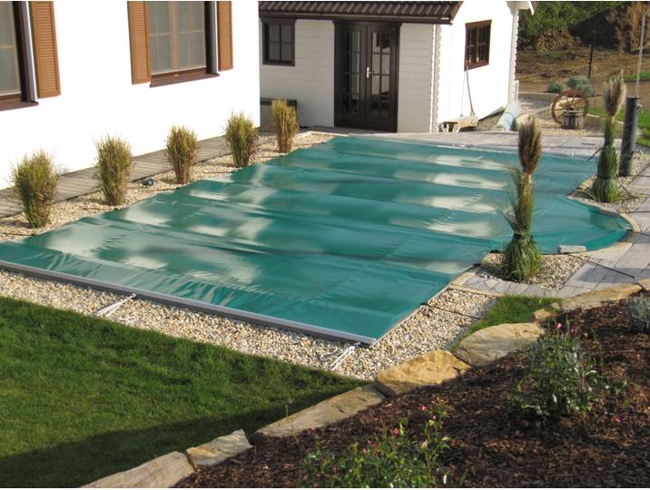 Pool-Abdeckplane KWAD mit Aluminium-Querstreben verstärkt für Pools der Größe 8,0 x 4,0 m , grau, B:400cm L:800cm, Polyvinylchlorid (PVC), Planen, Pool-Abdeckplane, in verschiedenen Farben