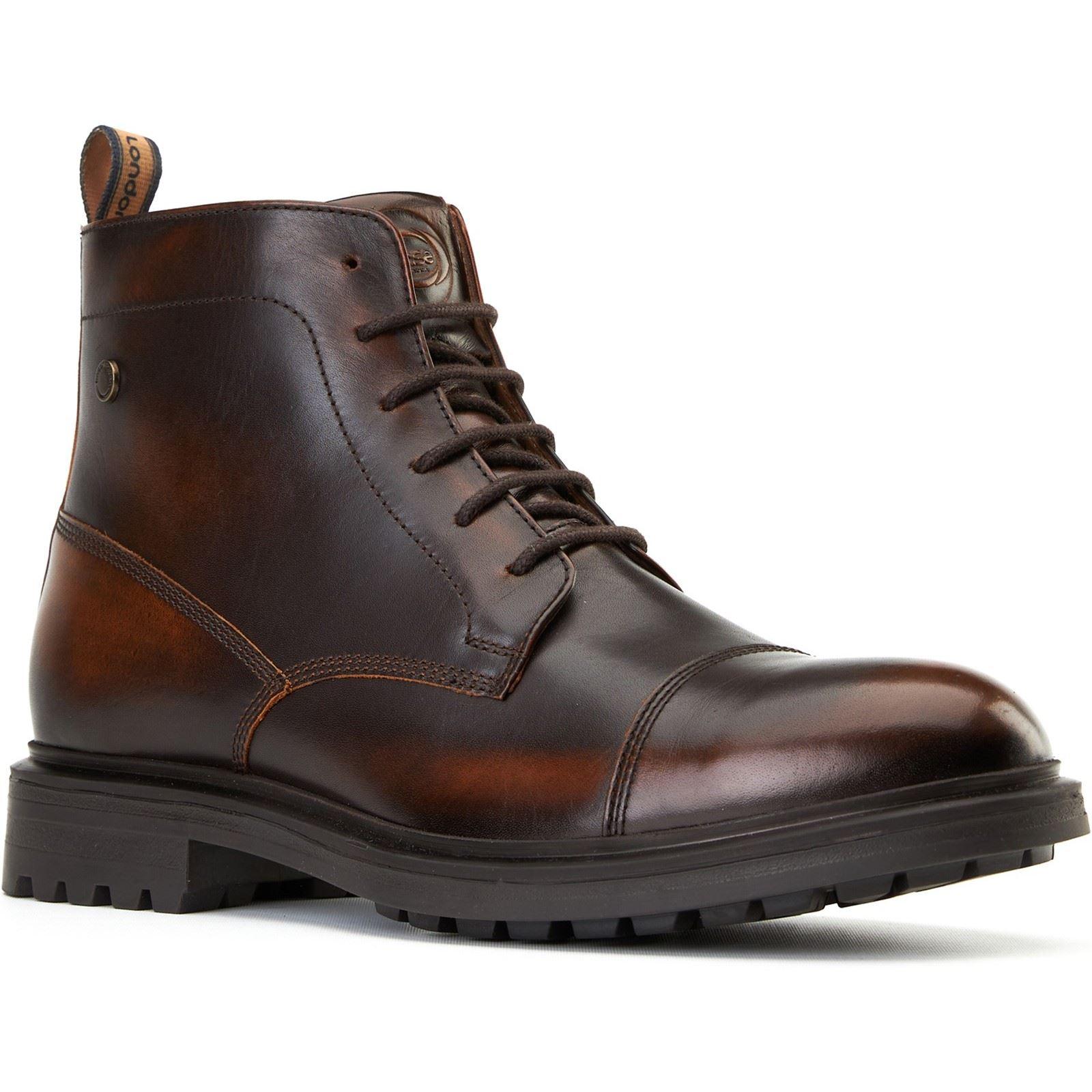 Base London Boulton Leren Heren Bruine Enkellaarzen