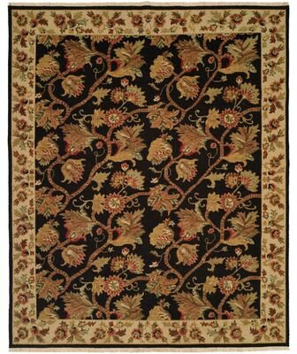 KALATY Traditional Black Flatweave Wool Area Rug